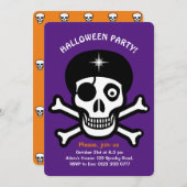 Halloween schedels op sinaasappel & purpIe uitnodi Kaart (Voorkant / Achterkant)