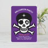 Halloween schedels op sinaasappel & purpIe uitnodi Kaart (Staand voorkant)