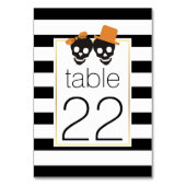 Halloween schedels strepen bruiloft tafel nummer kaart (Voorkant)