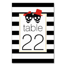 Halloween schedels strepen rood bruiloft tafel num kaart