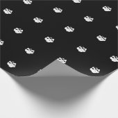 Halloween schedels zwart-wit cadeaupapier (Hoek)