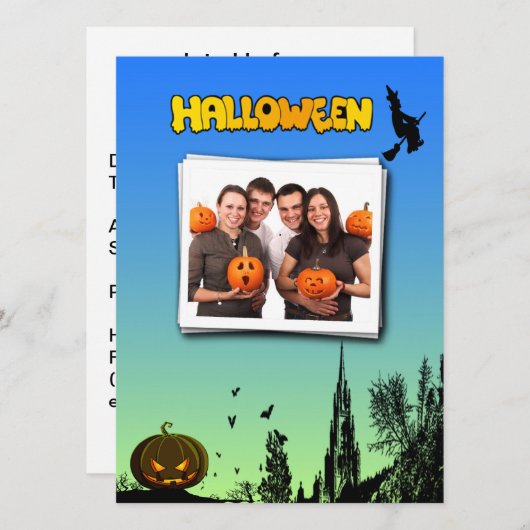 Halloween Schemering Heks Pompoen Aangepaste Foto  Kaart (Voorkant / Achterkant)