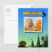 Halloween Schemering met Heks Toevoegen Fotokader Briefkaart (Voorkant / Achterkant)