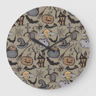 Halloween schets:  naadloos grote klok