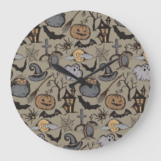 Halloween schets: naadloos grote klok (Voorkant)