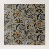 Halloween schets: naadloos legpuzzel (Horizontaal)