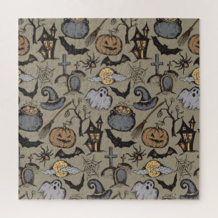 Halloween schets: naadloos legpuzzel