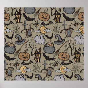 Halloween schets:  naadloos poster