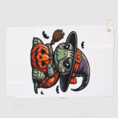 Halloween Schildpad Schildpad Heksenhoed Kostuum S Golfhanddoek (Horizontaal)