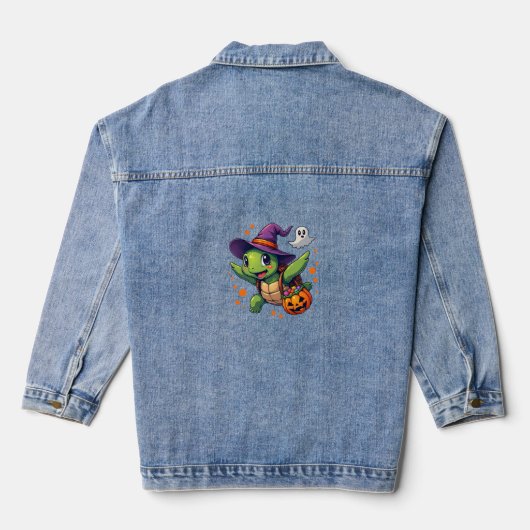 Halloween Schildpad Tortoise Kostuum Mannen Vrouwe Denim Jacket (Achterkant)