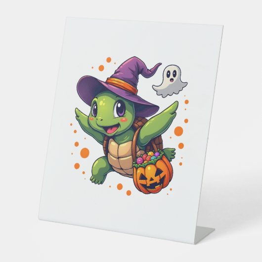 Halloween Schildpad Tortoise Kostuum Mannen Vrouwe Reclamebord Met Voetstuk (Voorkant)
