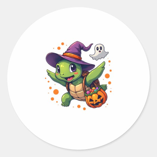 Halloween Schildpad Tortoise Kostuum Mannen Vrouwe Ronde Sticker (Voorkant)