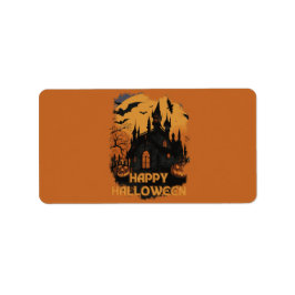 Halloween-Schloss unter Mondlicht Etiket