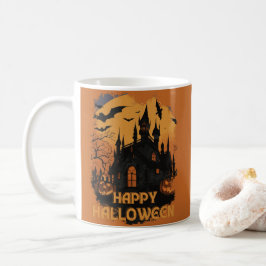 Halloween-Schloss unter Mondlicht Koffiemok