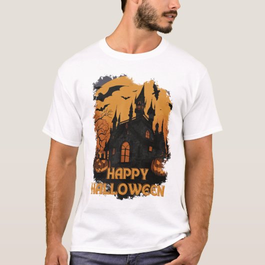 Halloween-Schloss unter Mondlicht T-shirt (Voorkant)