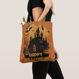 Halloween-Schloss unter Mondlicht Tote Bag