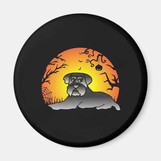 Halloween Schnauzer Hondenliefhebber T-shirt Magneet (Voorkant)