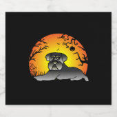 Halloween Schnauzer Hondenliefhebber T-shirt Sparkling Wijnetiket (Enkel label)