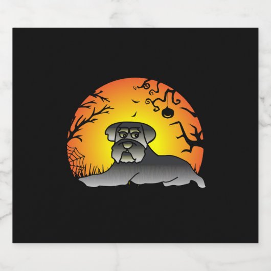 Halloween Schnauzer Hondenliefhebber T-shirt Sparkling Wijnetiket (Enkel label)