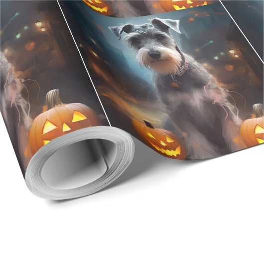 Halloween Schnauzer met pompoenen Cadeaupapier (Rol Hoek)