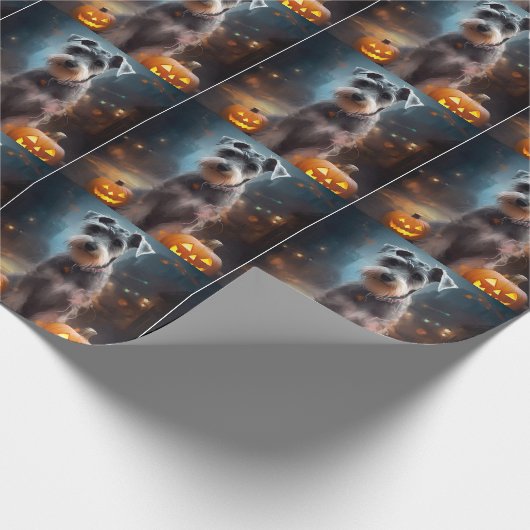 Halloween Schnauzer met pompoenen Cadeaupapier (Hoek)