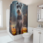 Halloween Schnauzer met pompoenen Douchegordijn (In situ)