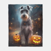 Halloween Schnauzer Met Pompoenen Eng Fleece Deken (Voorkant)