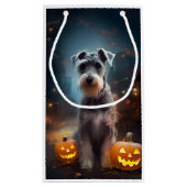 Halloween Schnauzer met pompoenen Klein Cadeauzakje (Achterkant)