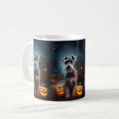 Halloween Schnauzer met pompoenen Koffiemok (Voorkant links)