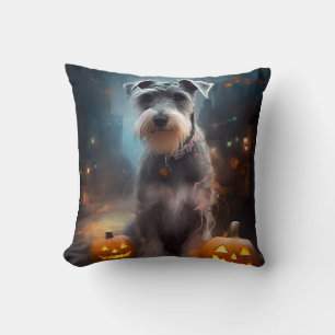 Halloween Schnauzer met pompoenen Kussen