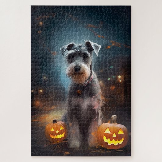Halloween Schnauzer met pompoenen Legpuzzel (Verticaal)