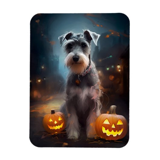 Halloween Schnauzer met pompoenen Magneet (Verticaal)