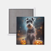 Halloween Schnauzer met pompoenen Magneet (Voorkant / Achterkant)
