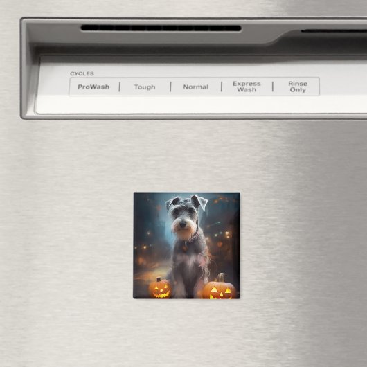 Halloween Schnauzer met pompoenen Magneet (Insitu (Vaatwasser))