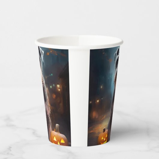 Halloween Schnauzer met pompoenen Papieren Bekers (Links)