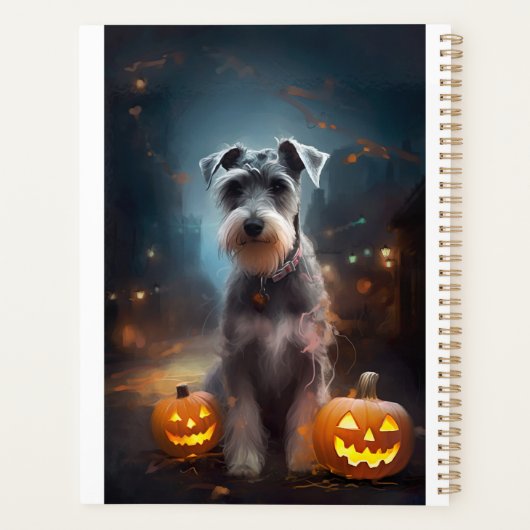Halloween Schnauzer met pompoenen Planner (Achterkant)