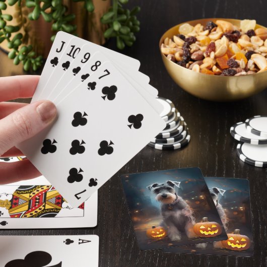 Halloween Schnauzer met pompoenen Pokerkaarten (Insitu)