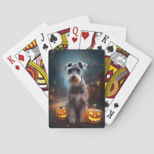 Halloween Schnauzer met pompoenen Pokerkaarten