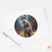 Halloween Schnauzer met pompoenen Ronde Sticker (Envelop)
