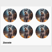 Halloween Schnauzer met pompoenen Ronde Sticker (Vel)