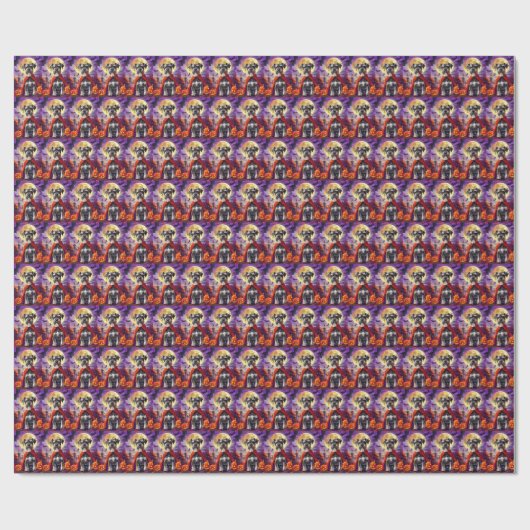 Halloween Schnauzer Vampire Pumpkins eng Cadeaupapier (Vlak)