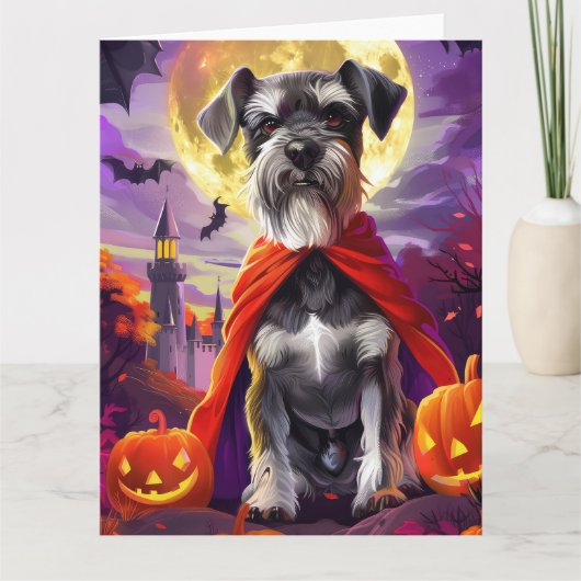 Halloween Schnauzer Vampire Pumpkins eng Kaart (Voorkant)
