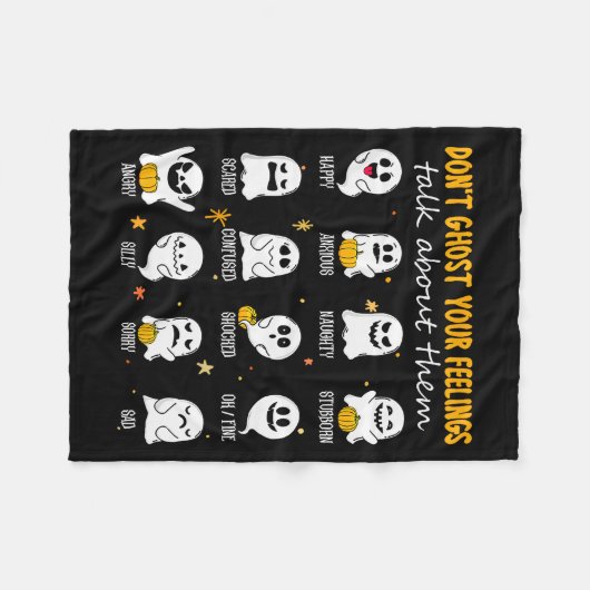 Halloween School Counselor Don't Ghost Your Feelin Fleece Deken (Voorkant (Horizontaal))