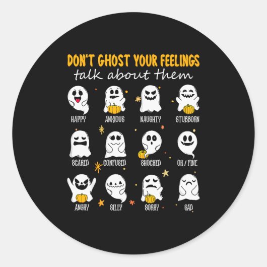Halloween School Counselor Don't Ghost Your Feelin Ronde Sticker (Voorkant)