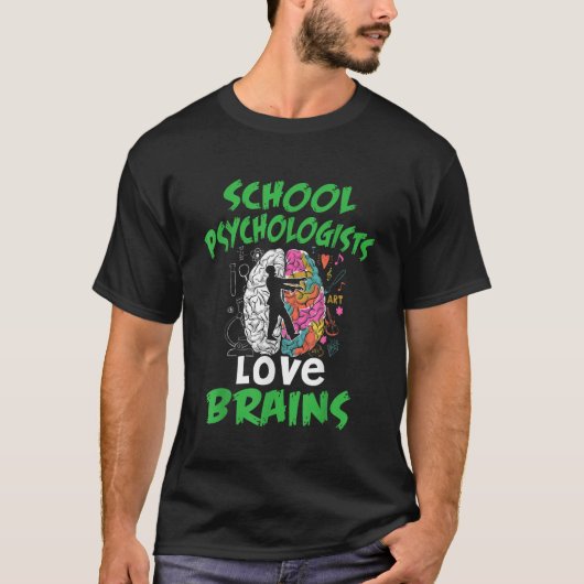 Halloween School psychologen houden van hersenen T-shirt (Voorkant)