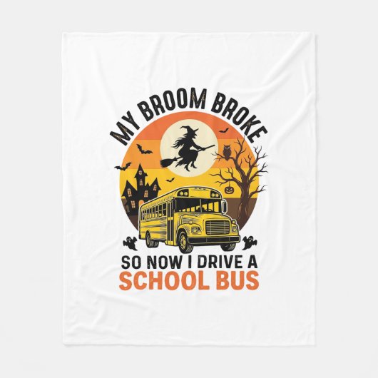 Halloween Schoolbus Heks Vintage Onderwijsontwerp_ Fleece Deken (Voorkant)
