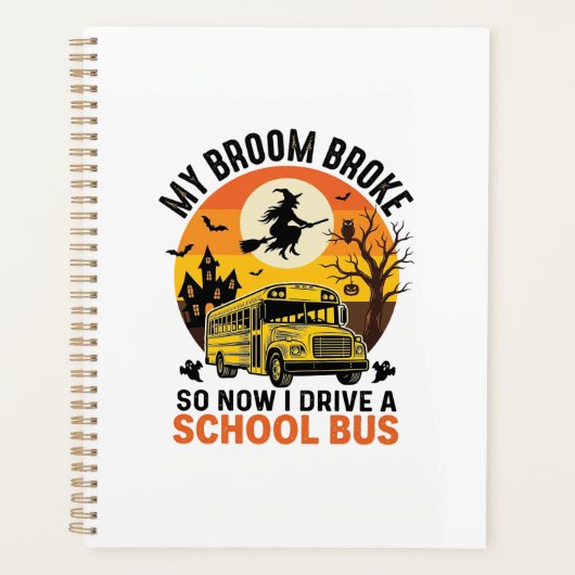 Halloween Schoolbus Heks Vintage Onderwijsontwerp_ Planner (Voorkant)
