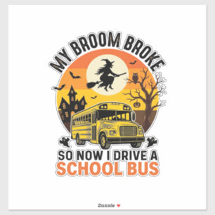 Halloween Schoolbus Heks Vintage Onderwijsontwerp_ Sticker