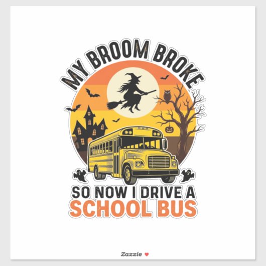 Halloween Schoolbus Heks Vintage Onderwijsontwerp_ Sticker (Vel)