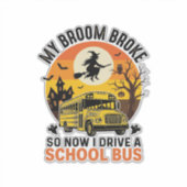 Halloween Schoolbus Heks Vintage Onderwijsontwerp_ Sticker (Voorkant)